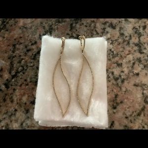 14K Yellow Gold/DI  Long Contemporary Earrings